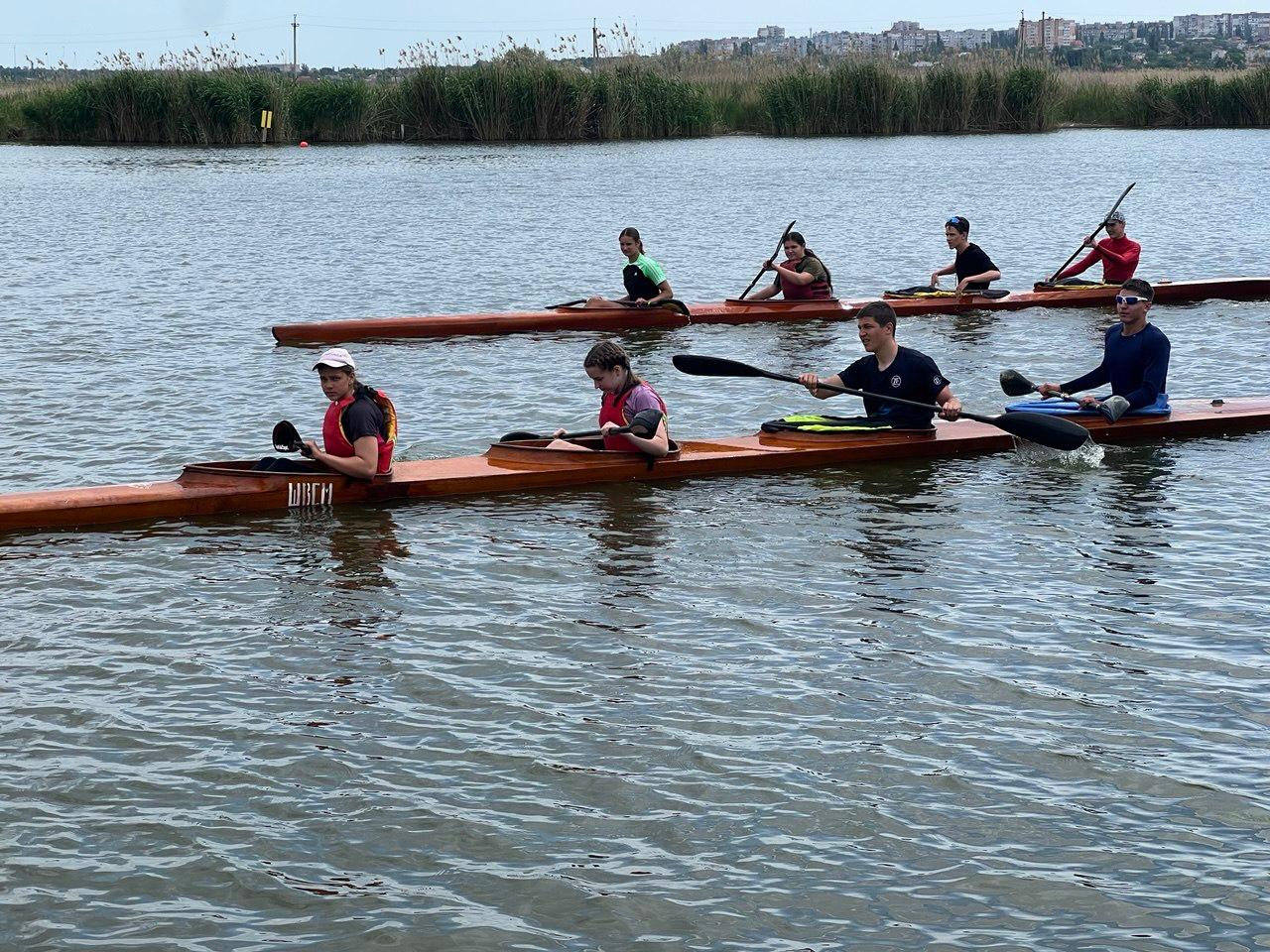 Children paddling on the river